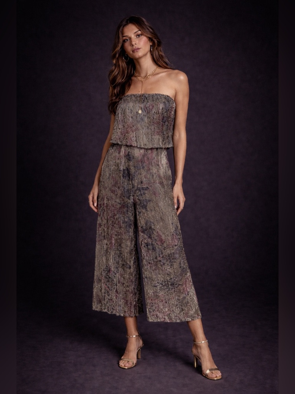 Function & Fringe Edit | Wildfox Boho Metallic Floral Strapless Jumpsuit Size S